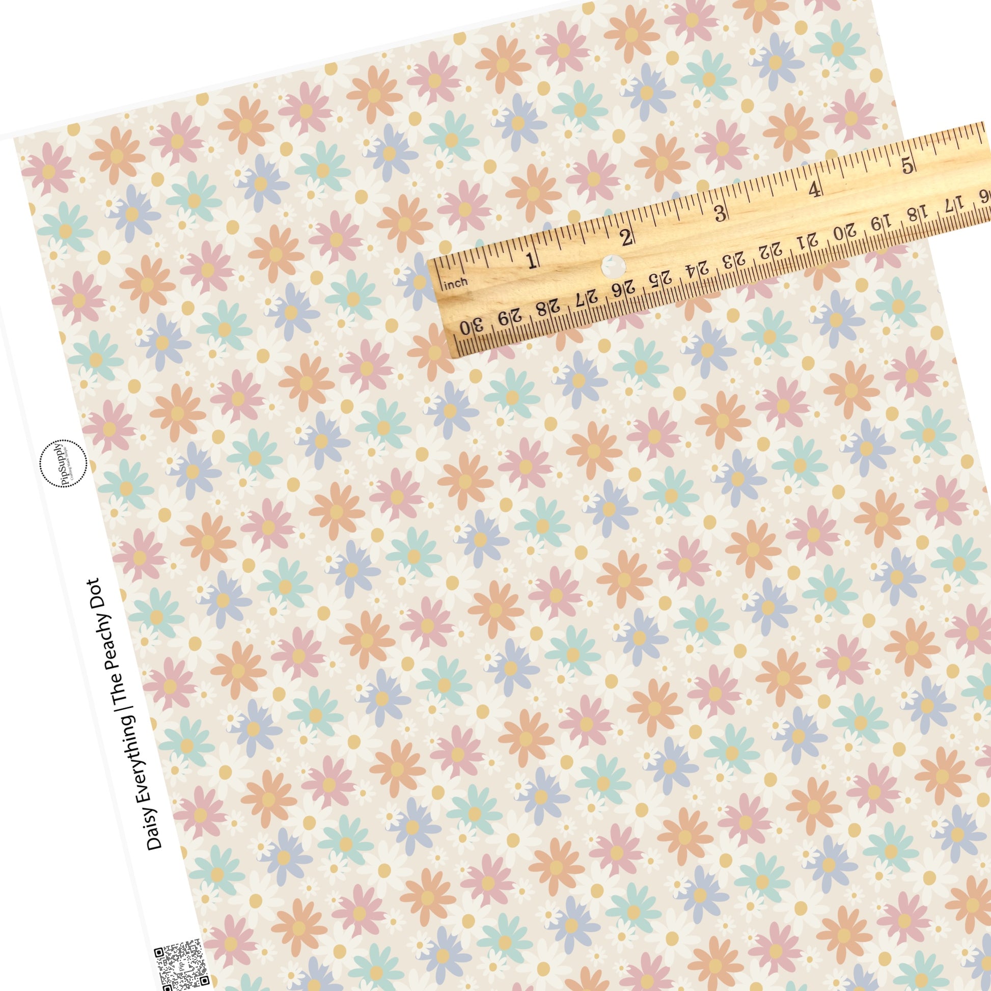 Multicolored Daisey Floral Faux leather sheet.