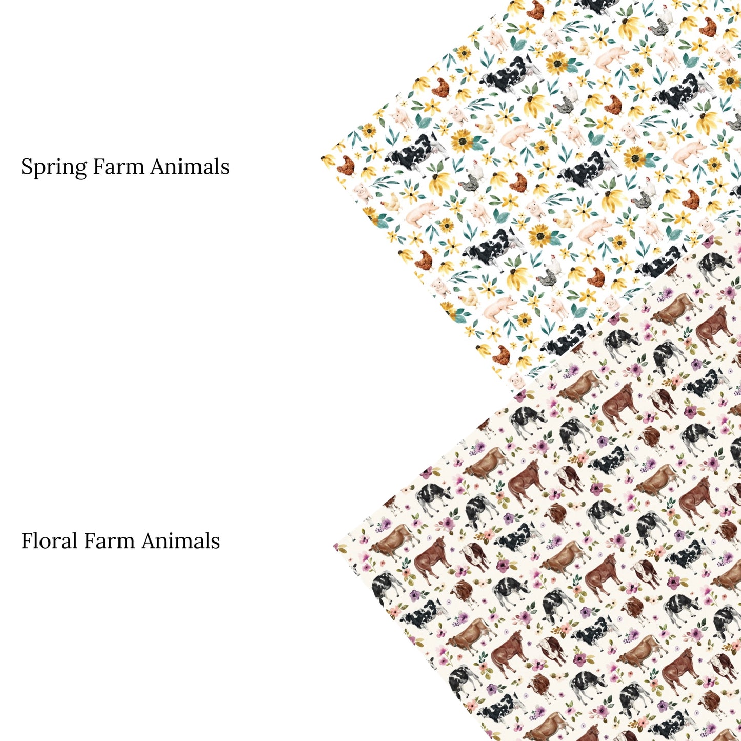 Floral Farm Animals Faux Leather Sheet