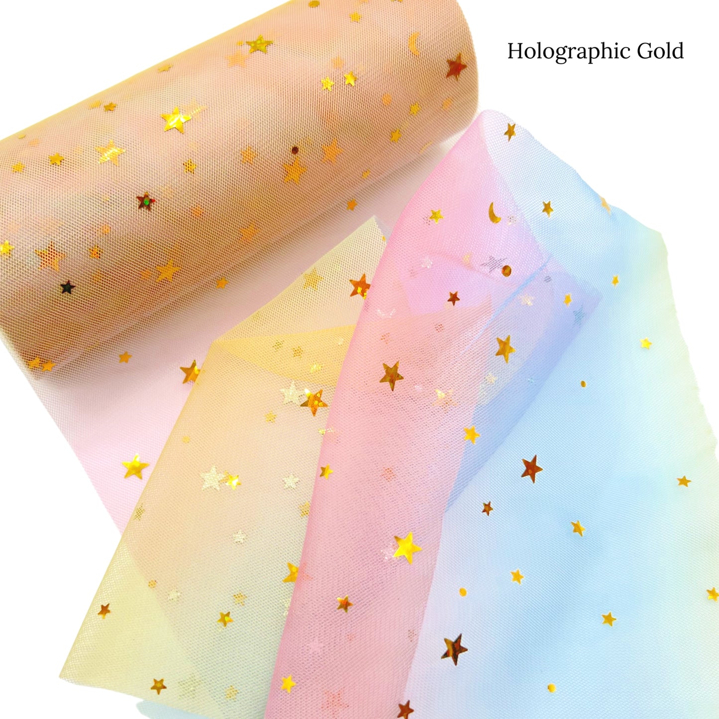 6" Tiny Holographic Star Ombre Tulle