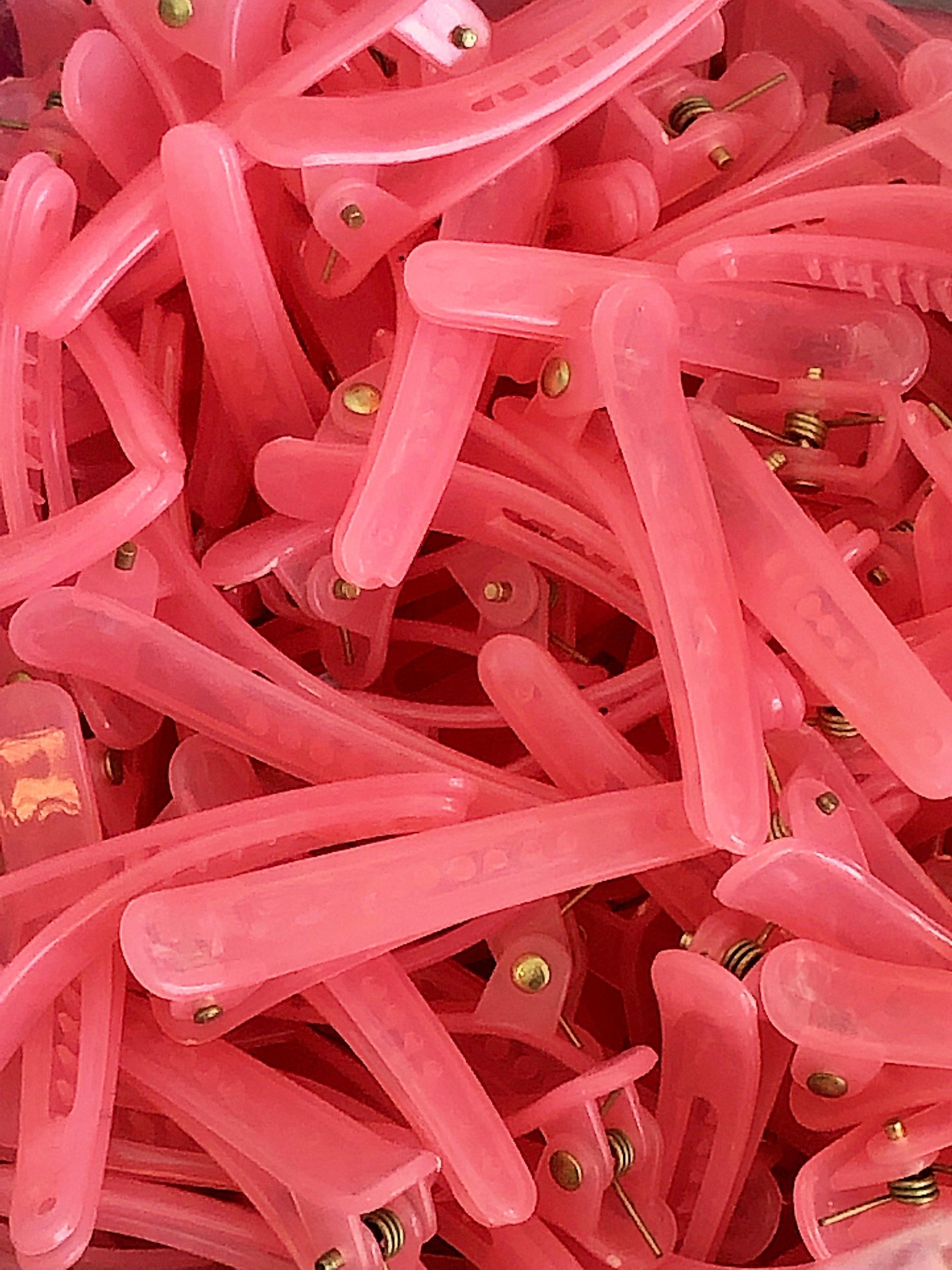 MINI Plastic Translucent Alligator Clips with Teeth 1" Set of 10 - Pretty in Pink Supply