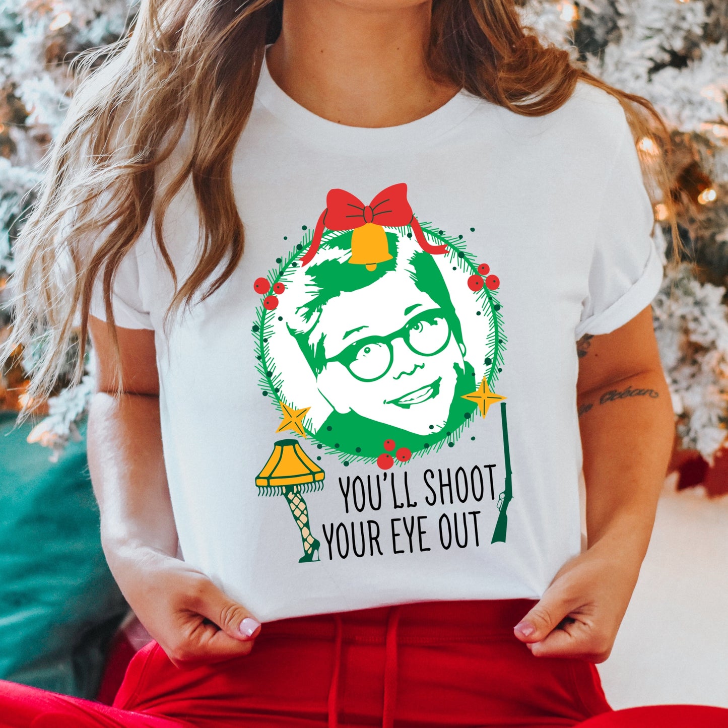 Green and white "A Christmas Story" Character Christmas heat transfer