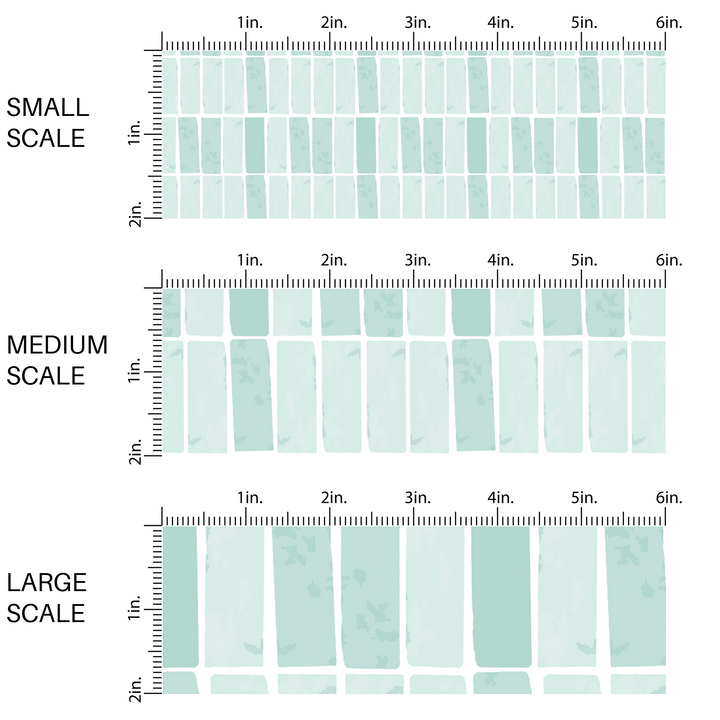 Aqua colored tiles on white fabric by the yard scaled image guide
