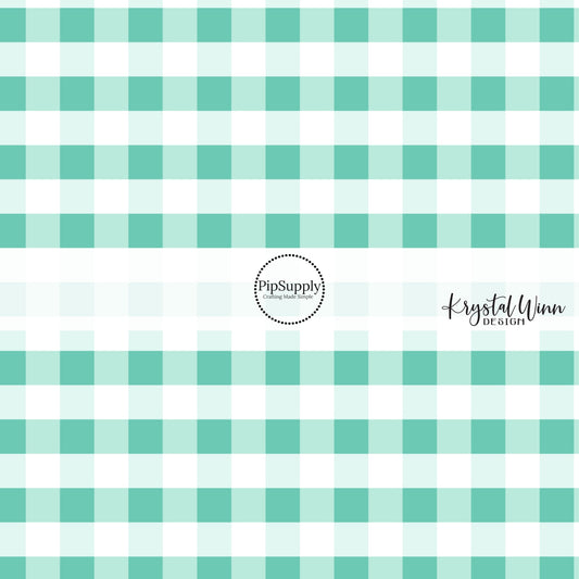 Aqua and mint plaid fabric by the yard - Spring Gingham Fabric 