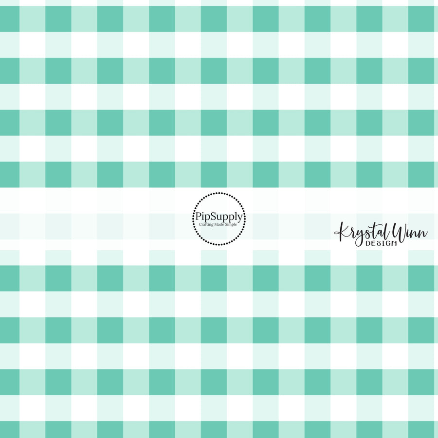 Aqua and mint plaid fabric by the yard - Spring Gingham Fabric 