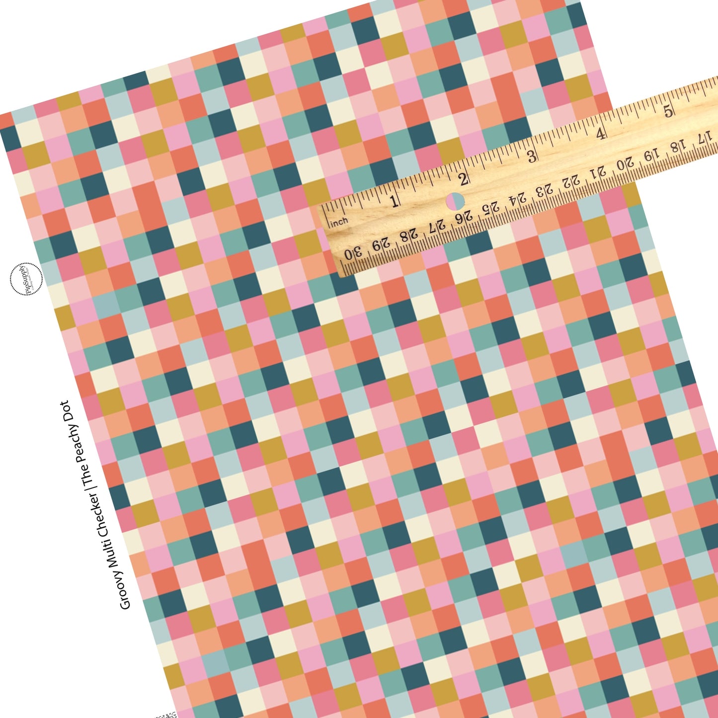 Multi colored barcode checkered faux leather sheets