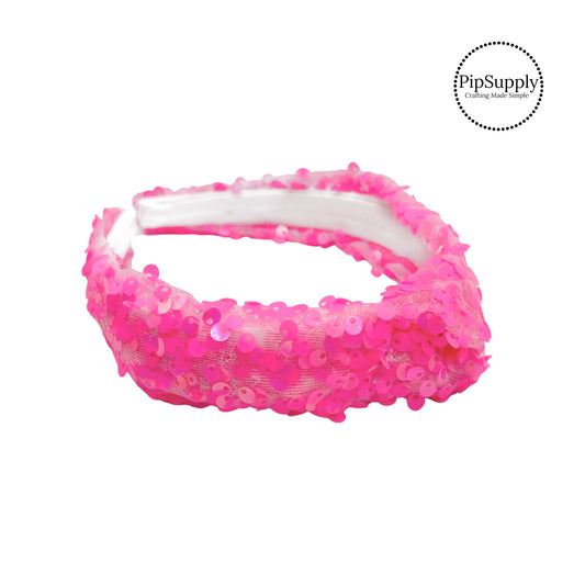 Barbie pink sequin knotted headband