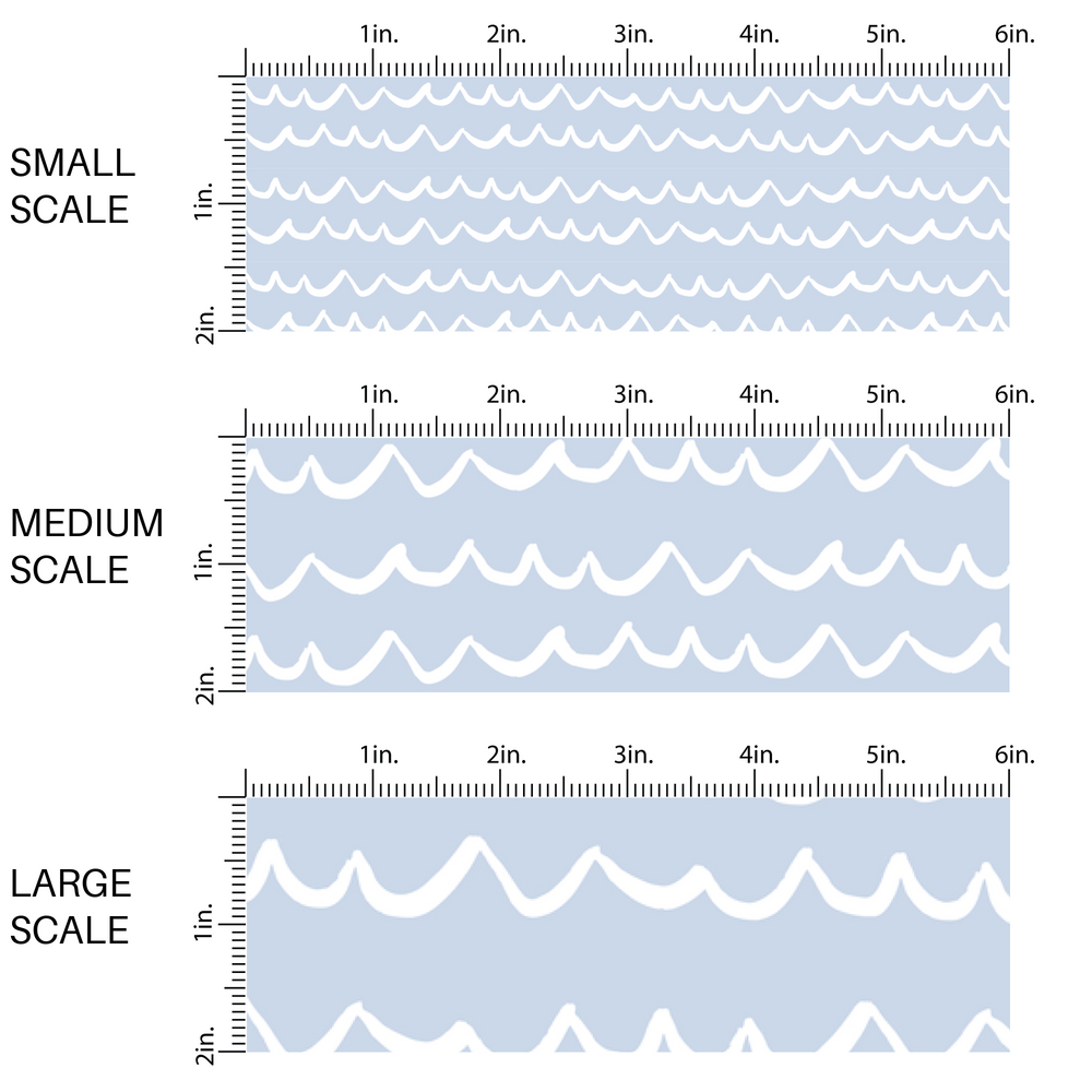 Periwinkle colored fabric by the yard scaled image guide with white ocean waves