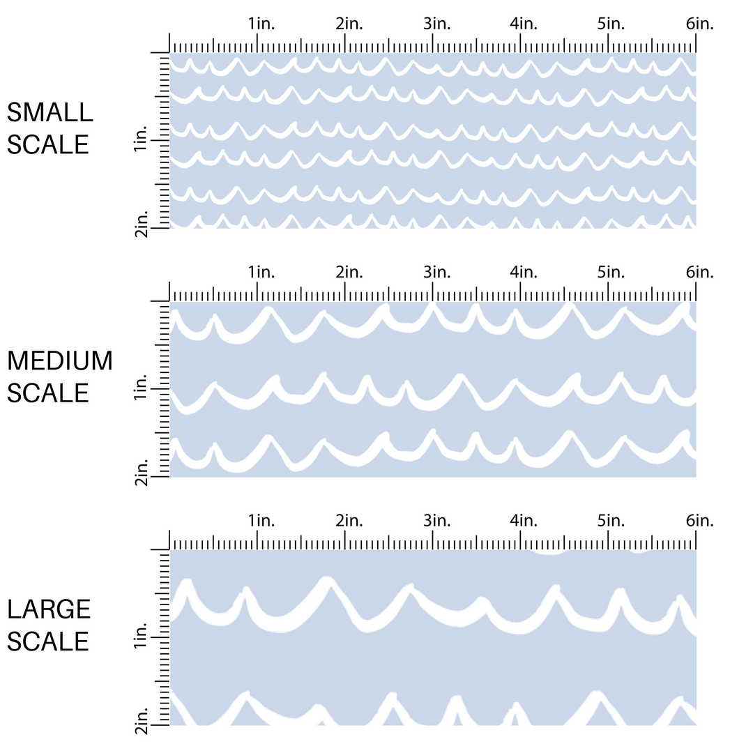 Periwinkle colored fabric by the yard scaled image guide with white ocean waves