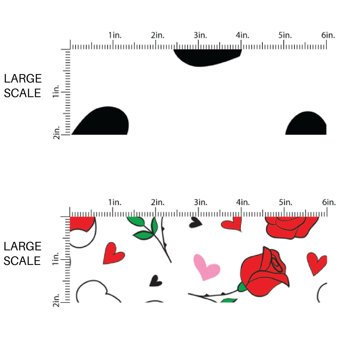 Large Scaling Valentine's Day Fabric by the Yard - Hearts, Roses and Teddy Bear Fabric  