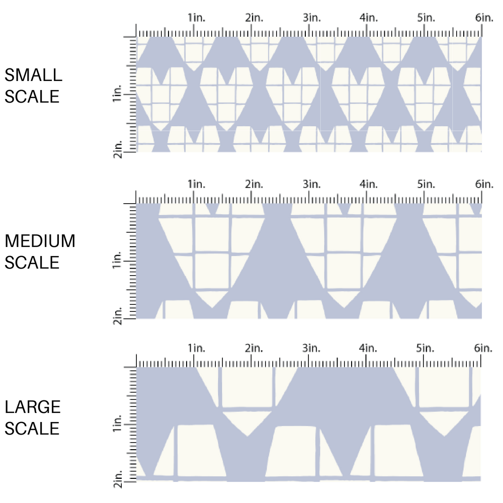 Scale Fabric Cream Hearts on Light Blue  by the Yard