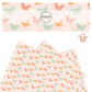 Orange, pink, and aqua floral butterflies on light pink faux leather sheet