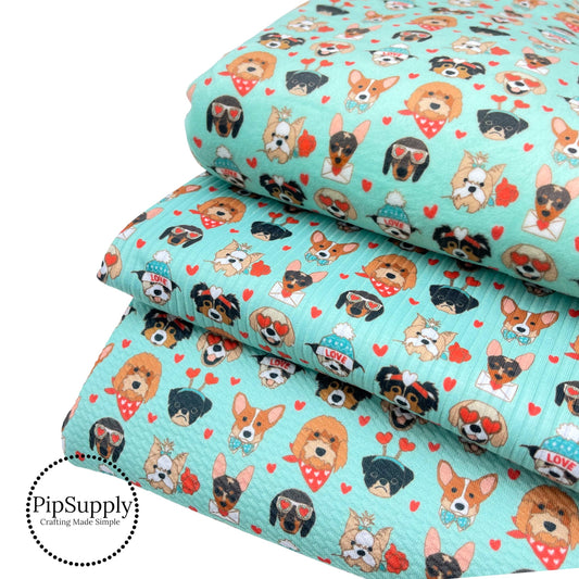 Blue Valentine Pups | Hey Cute Design | Stretch Fabrics