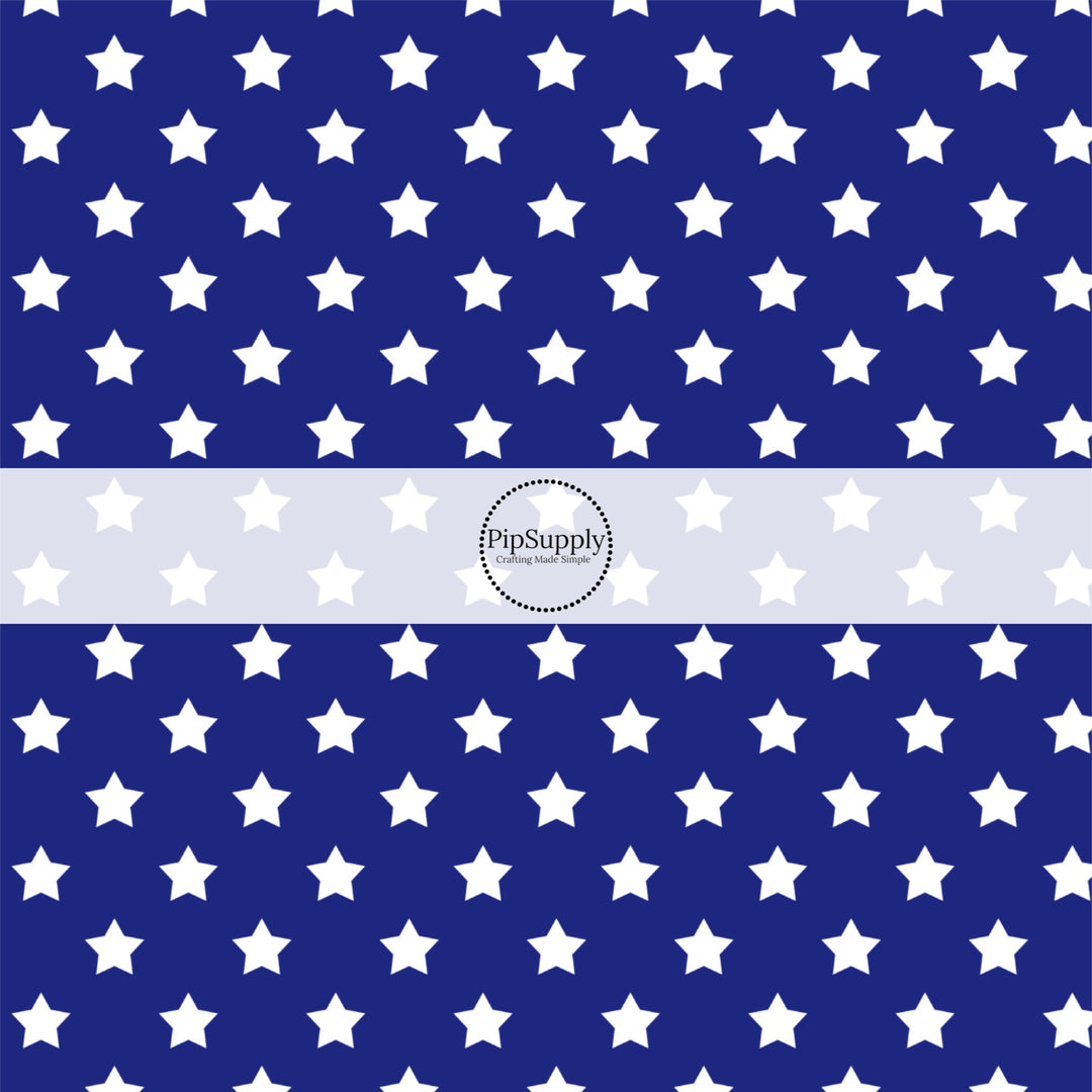 Navy Blue fabric by the yard with white stars- July 4th Fabric by the Yard 