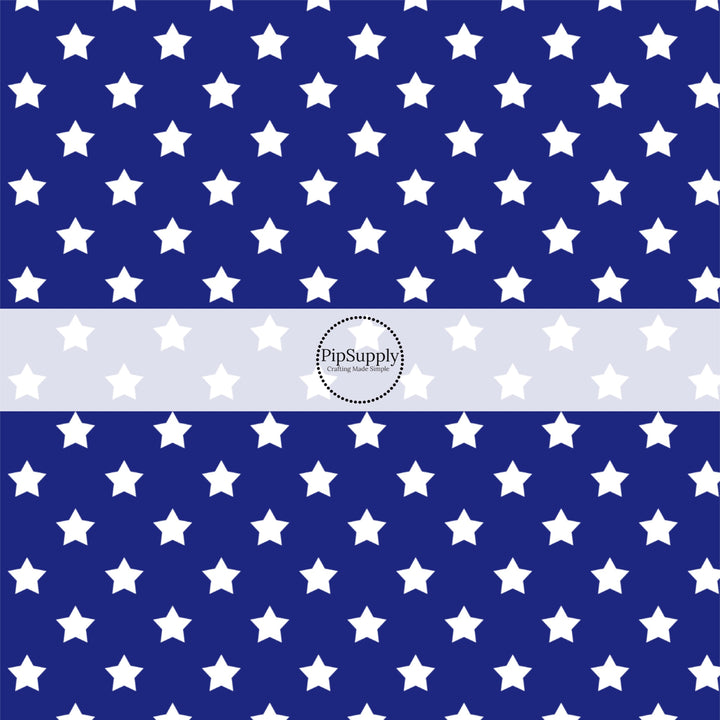 Navy Blue fabric by the yard with white stars- July 4th Fabric by the Yard 