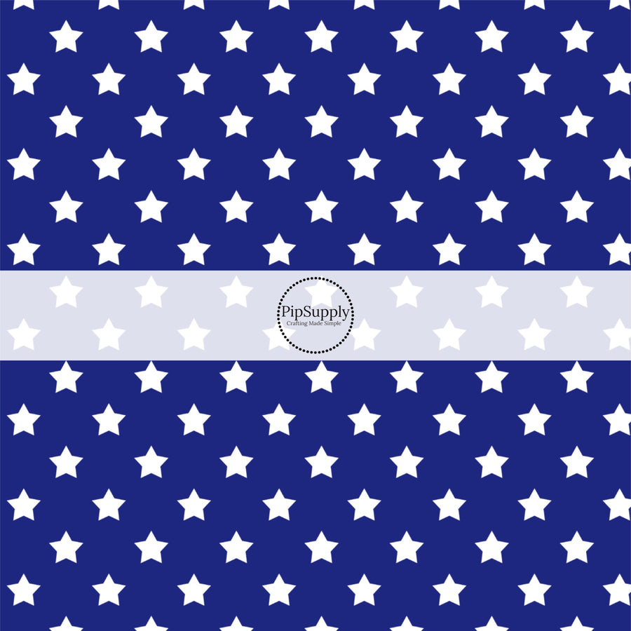 Navy Blue fabric by the yard with white stars- July 4th Fabric by the Yard 