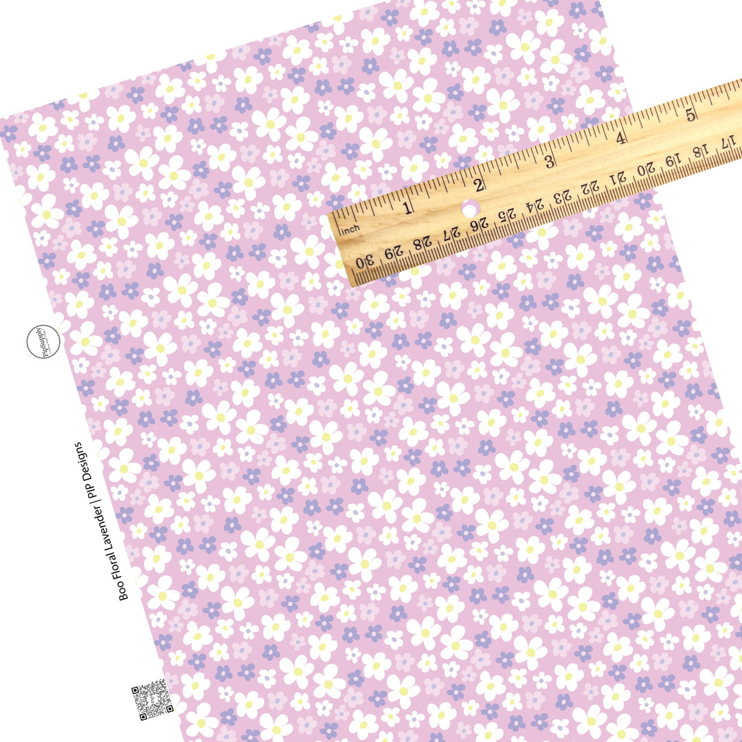 Floral assortment lavender, white an dark purple faux leather sheet