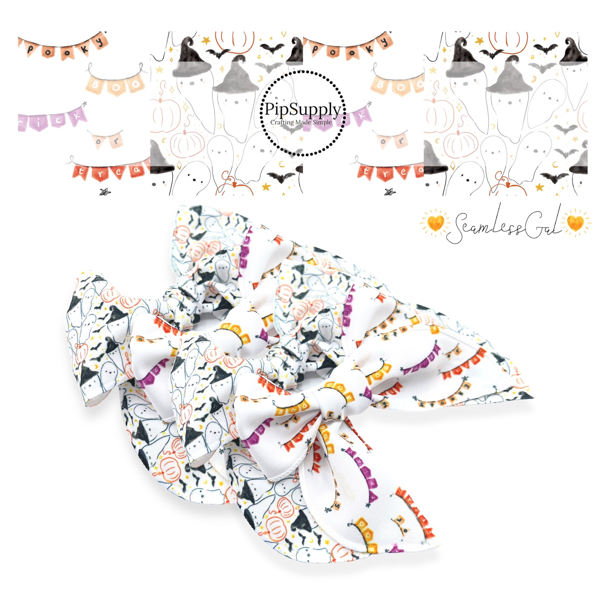 Bow-Strip-Spooky-Watercolor-Seamless-gal-halloween-DIY-Polyester-Girls-Bow-Ghost-celebration