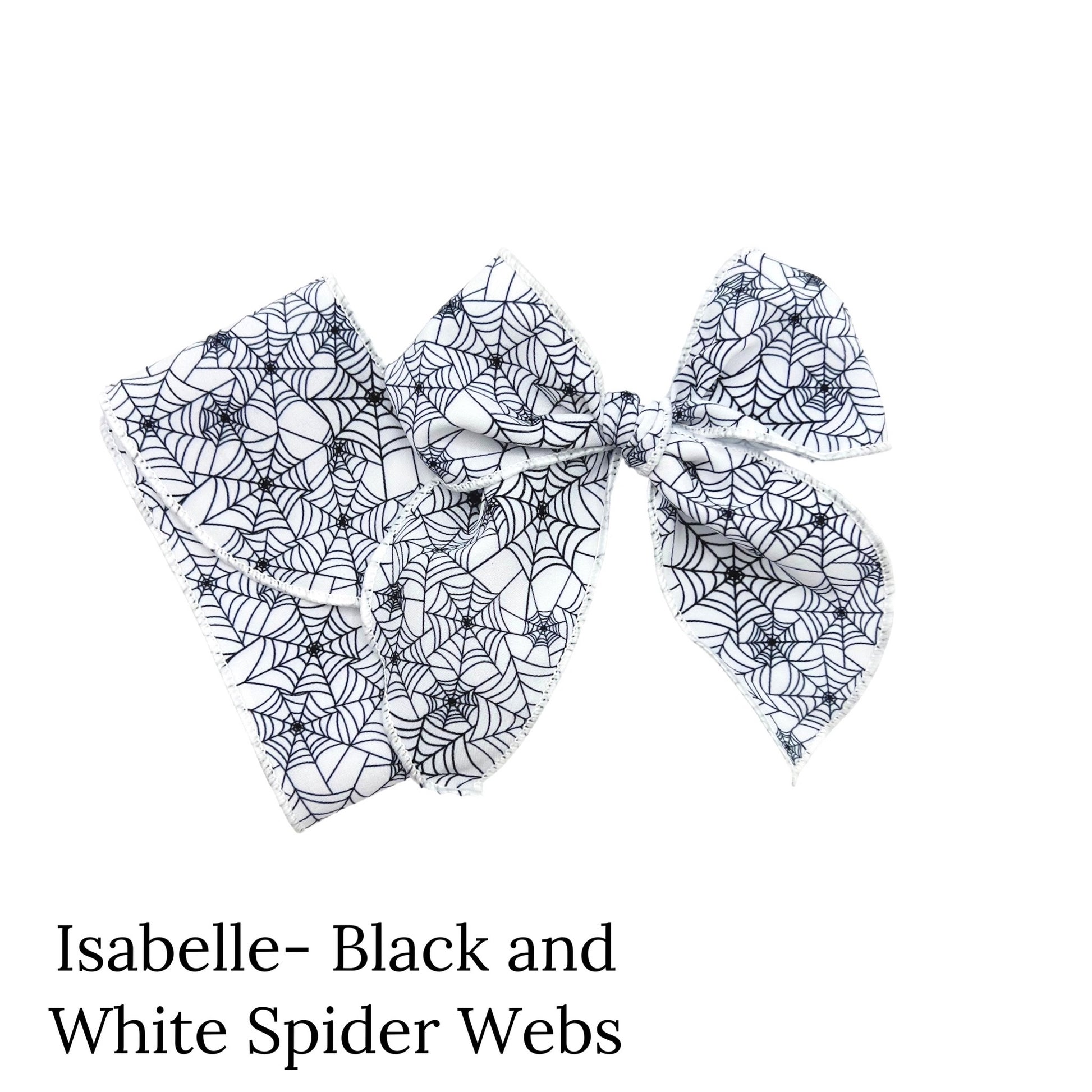 Untied White Medium sized Finished bow strip with black spider webs
