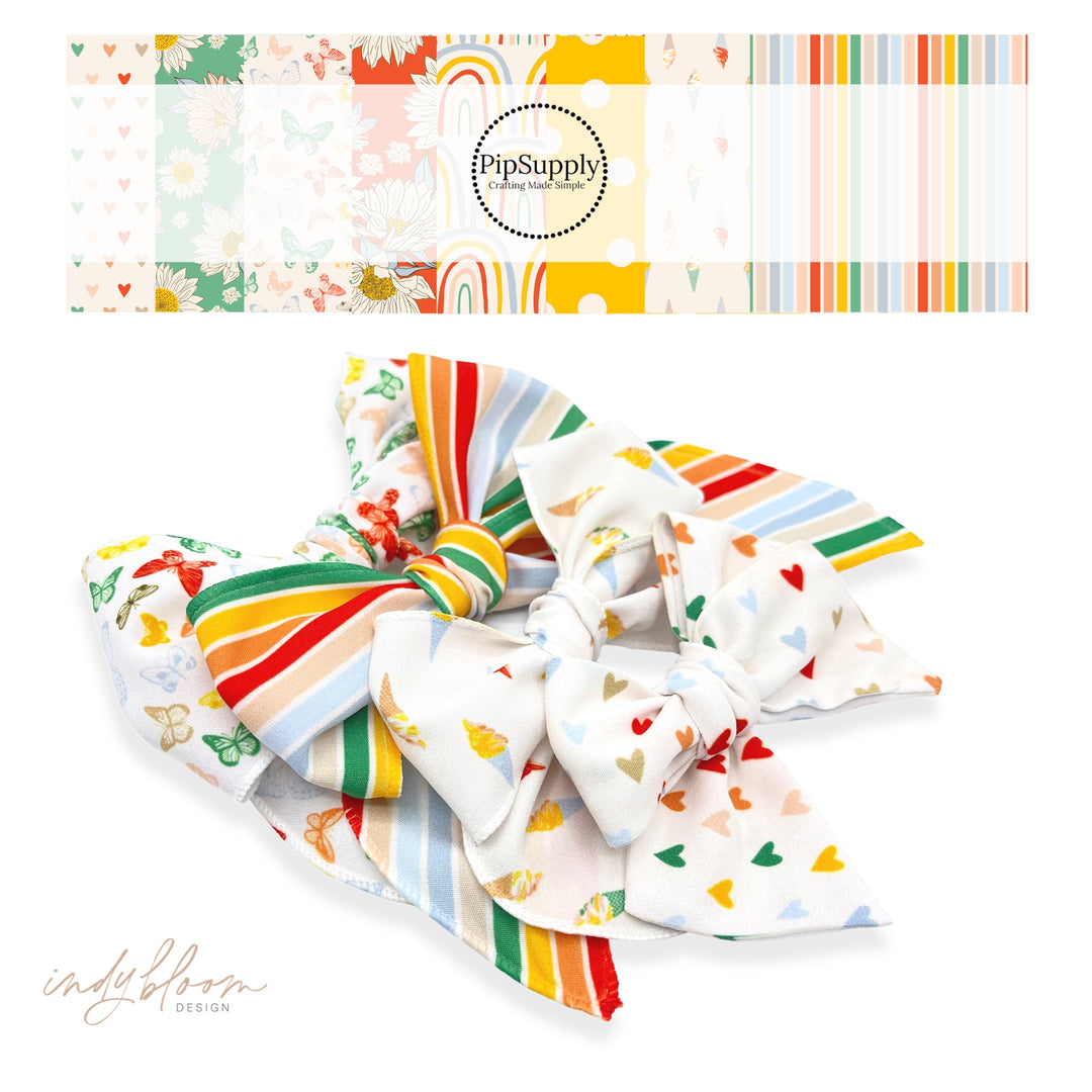 Summer Multi Butterflies Bow Strips