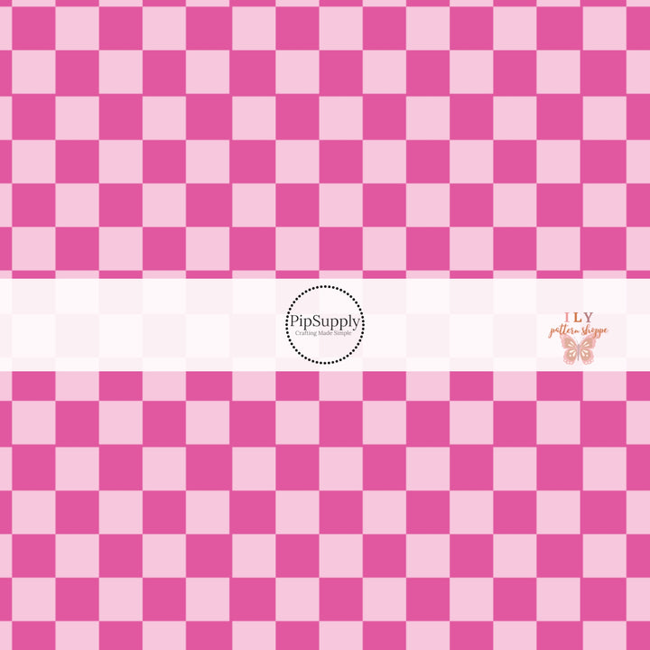 Light pink and hot pink checkered fabric by the yard