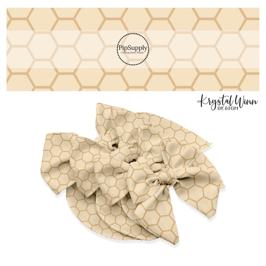 Gold hexagons with tan lines bow strips