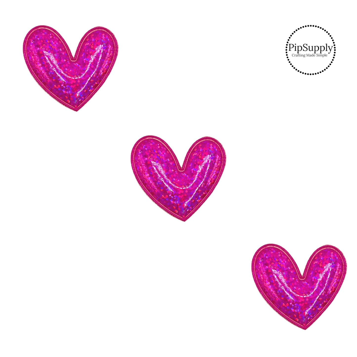 two inch Bubble Pink Holographic heart with fabric backing and padded for craft projects