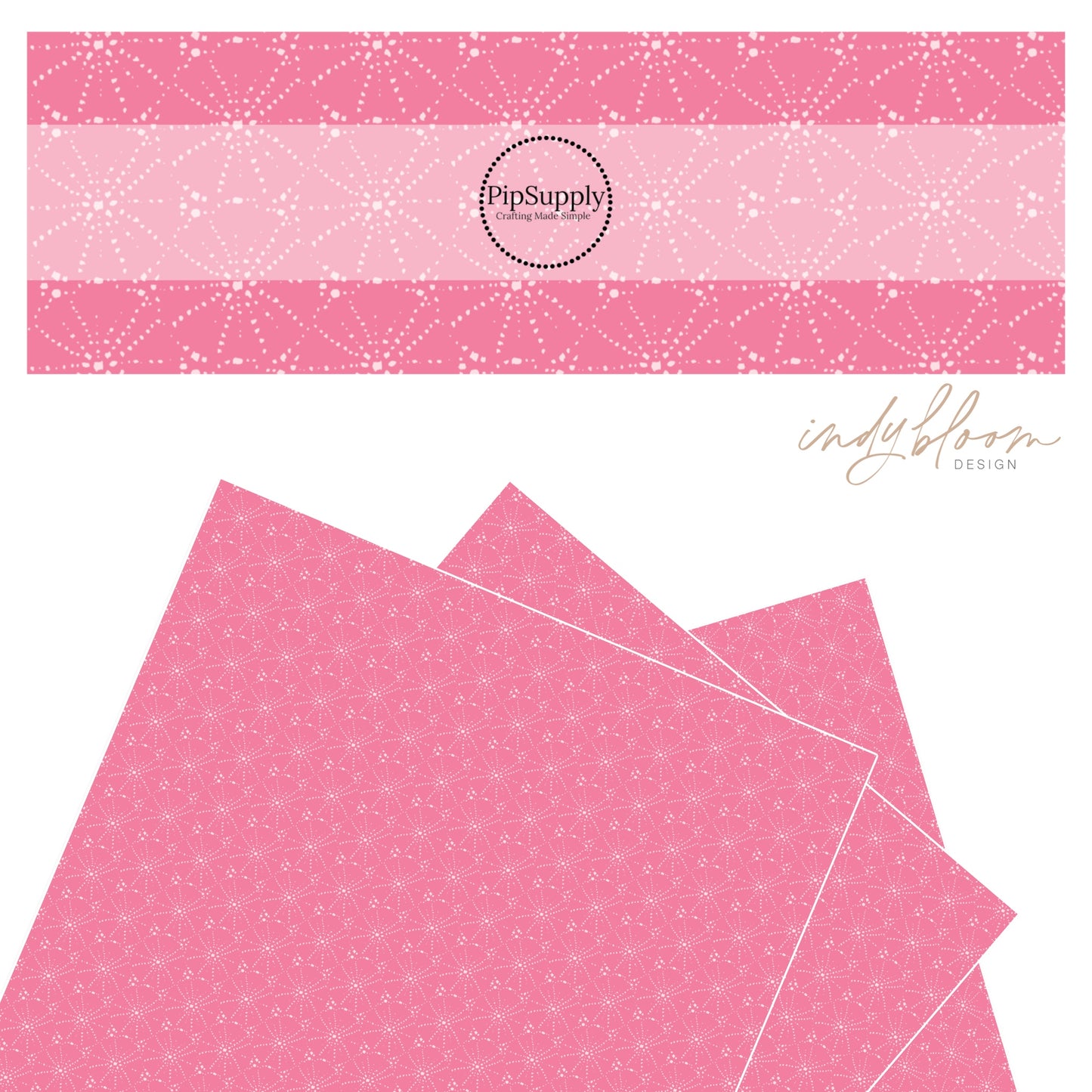 Bubble pink pattern with white sand dollar faux leather sheet.