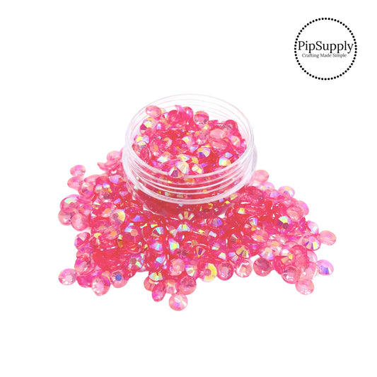 Solid bubble pink iridescent rhinestones
