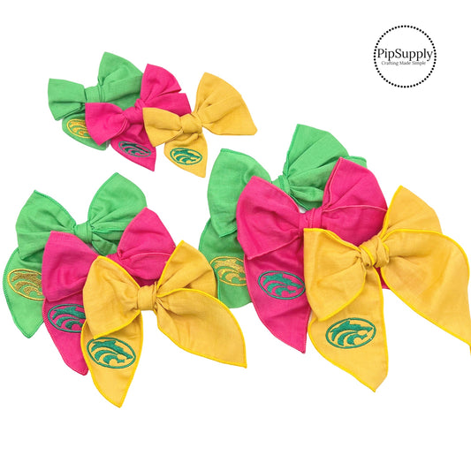 Buford Wolves | Embroidered Linen Bows with Clips