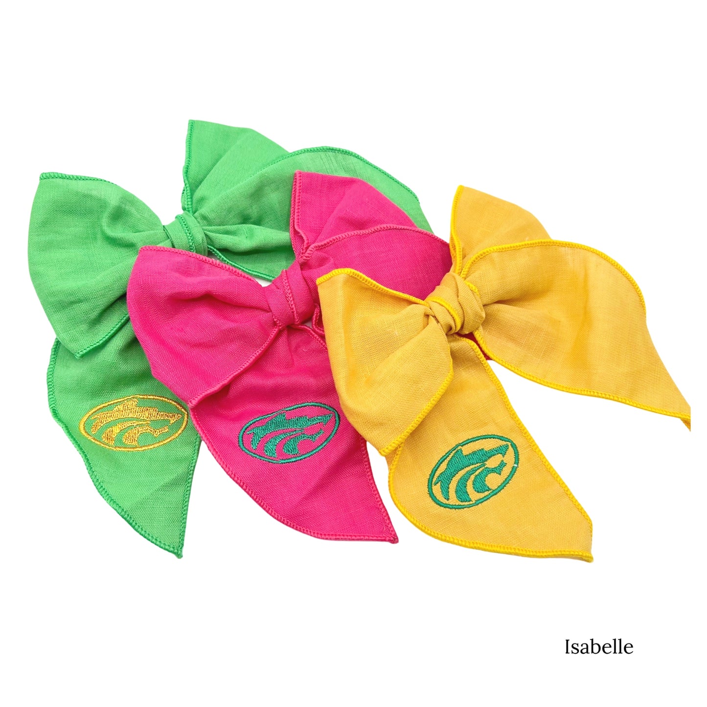 Buford Wolves | Embroidered Linen Bows with Clips