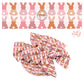 Mauve, pink, and rust bunnies with heart, teardrop, and fluffy bunny white tails on pink bow strips