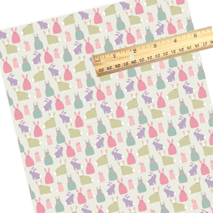 Different Shape pastel bunnies with daises faux leather sheet. 