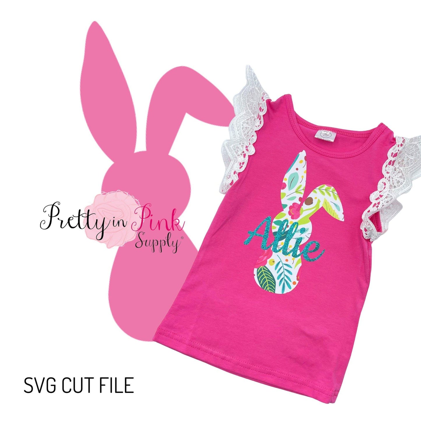 Bunny Silhouette Cut File SVG Download - Pretty in Pink Supply