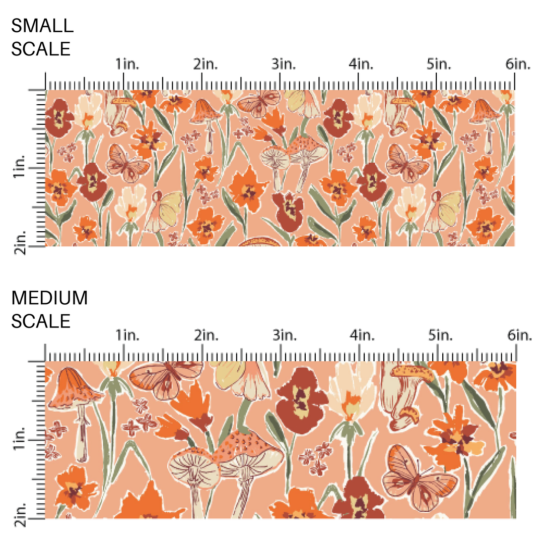 Orange Colored image Guide with neutral colored shrooms