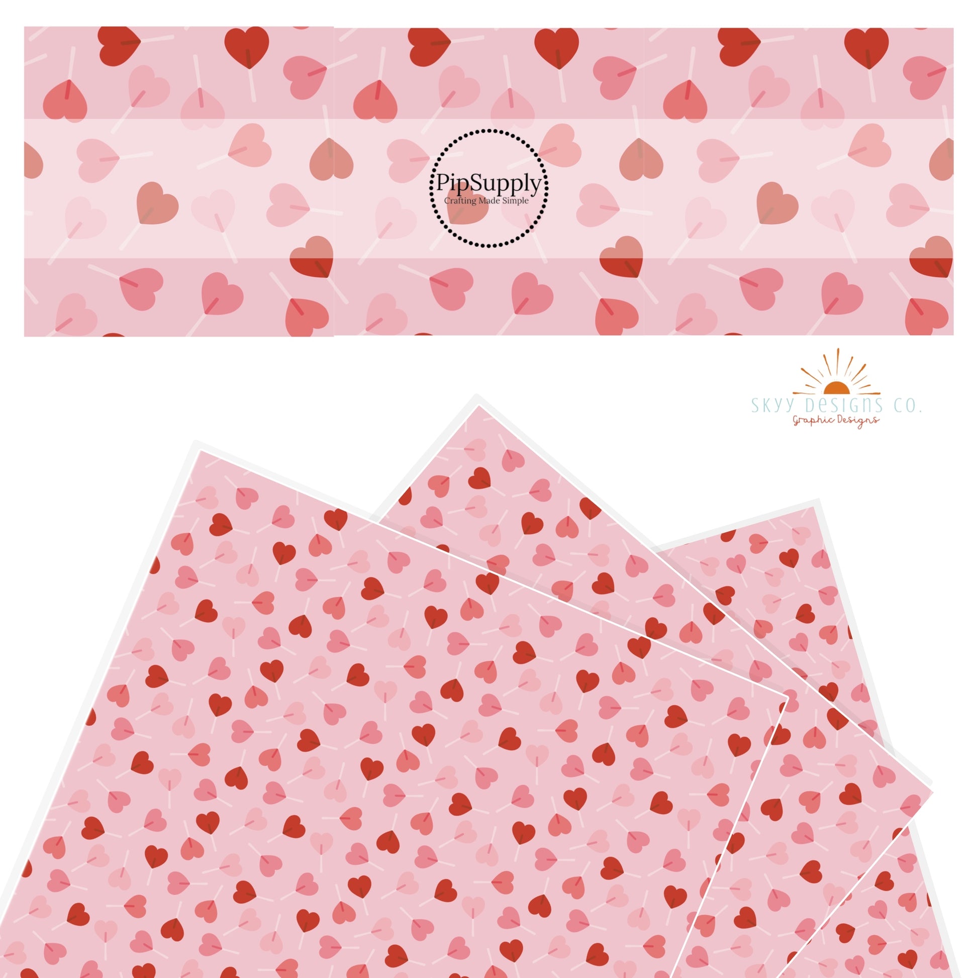 Pink candy hearts on pink faux leather sheets