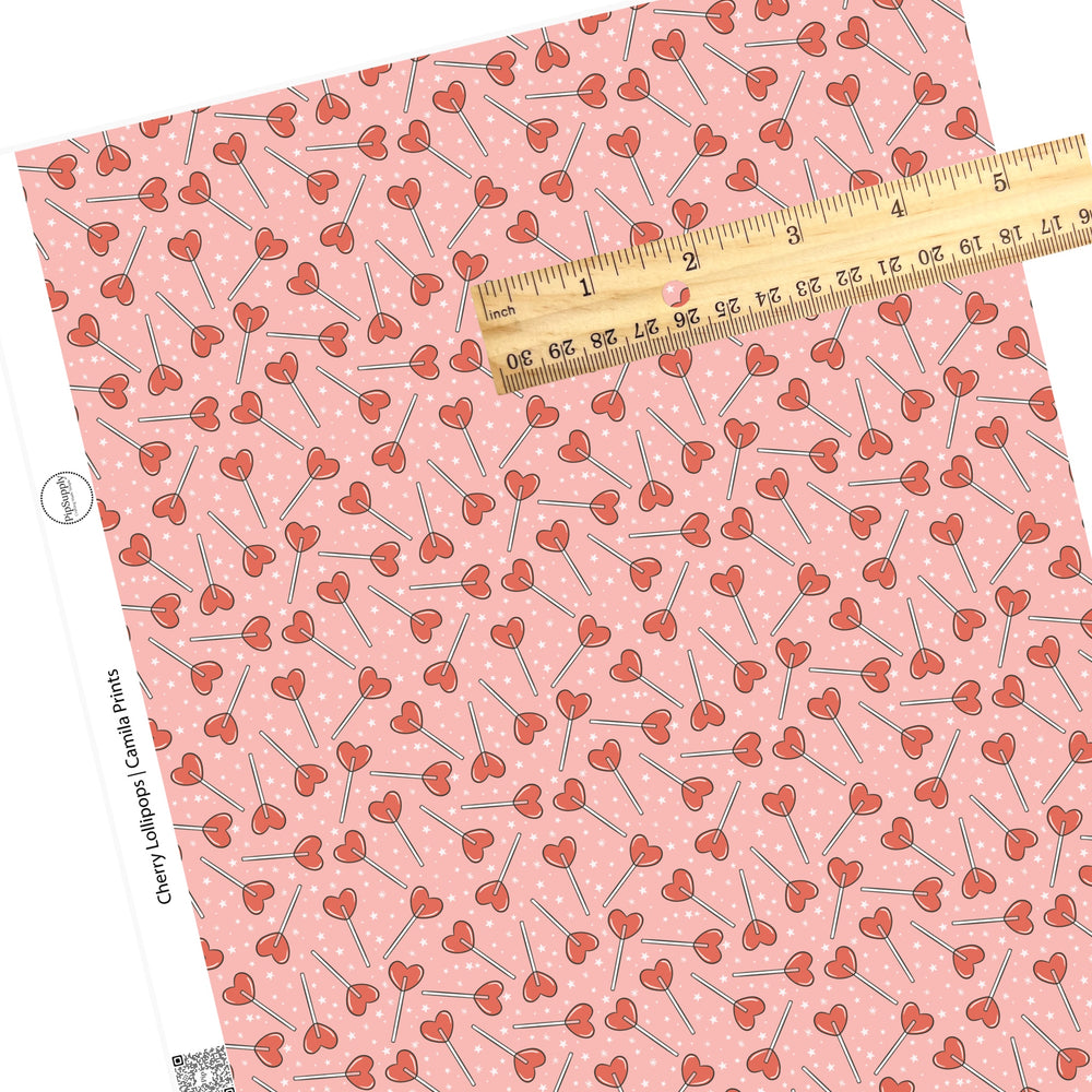 Scattered candy with red hearts faux leather sheets