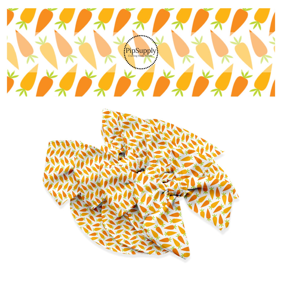 Light orange and orange alternating carrots on white bow strips