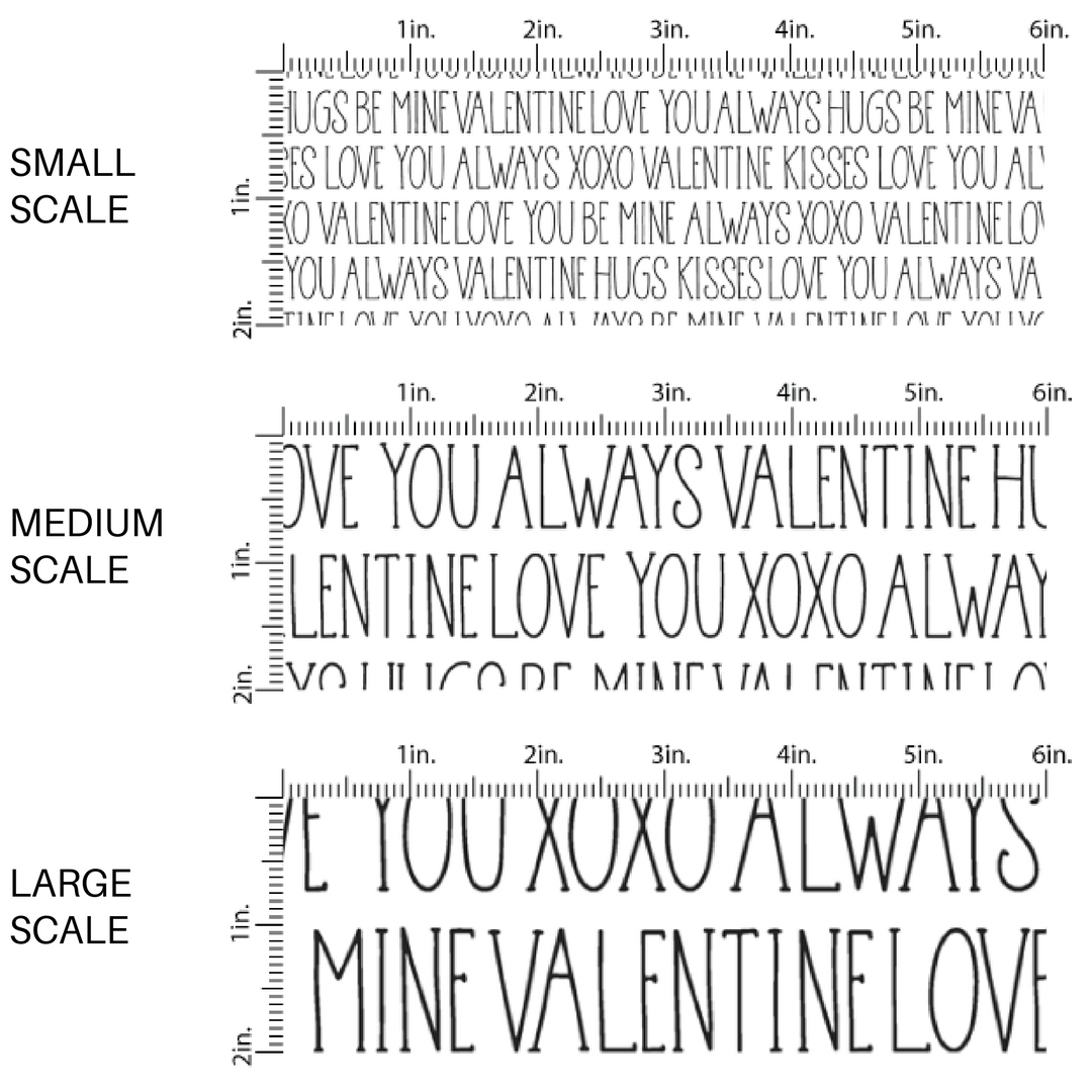 White fabric with black lettering and the words "Love You Always" image guide' Fabric scaling