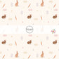 Cream colored fabric by the yard with checkered Easter Eggs, Cottontail Bunnies, and Orange carrots - Easter Fabric 