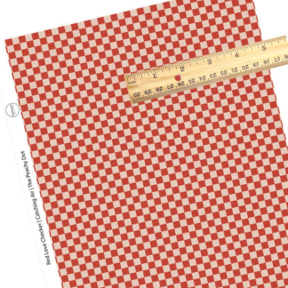 Red checker with cream faux leather sheets