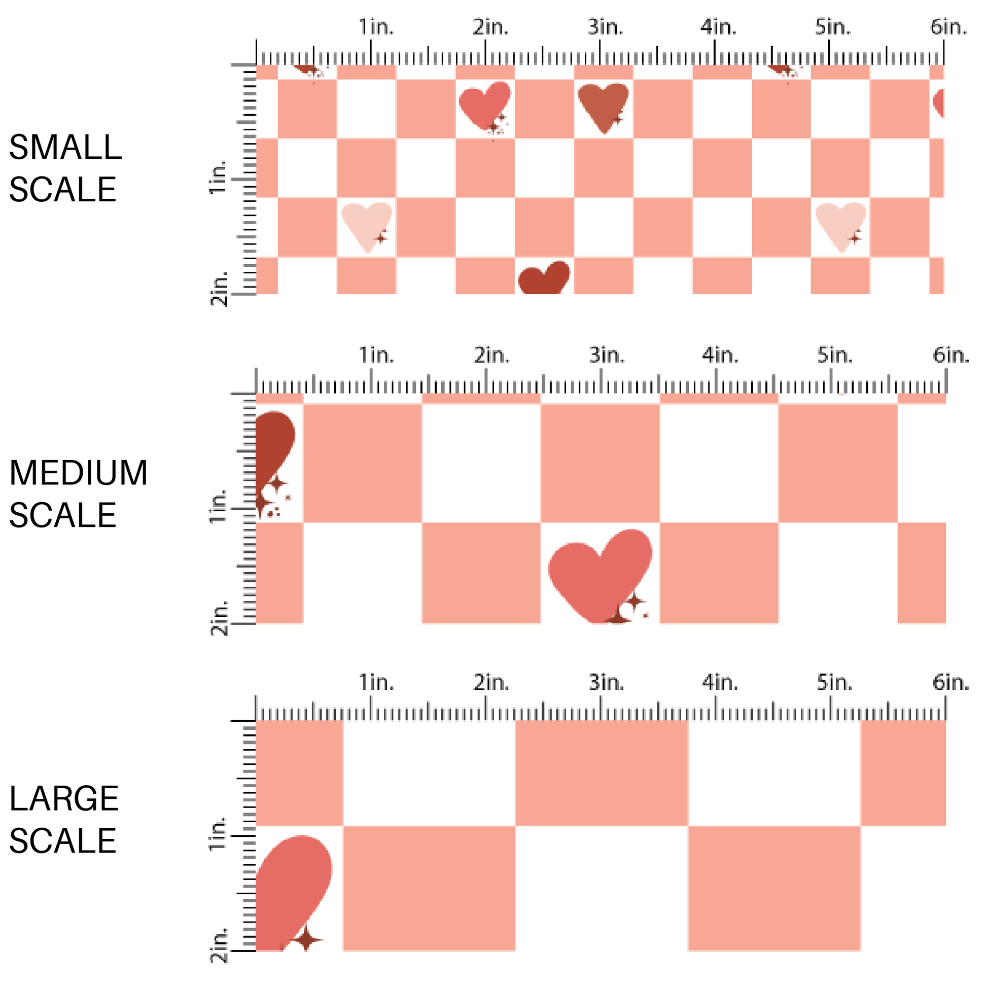 Pink and white checkered fabric image guide with pink and red hearts fabric scaling 