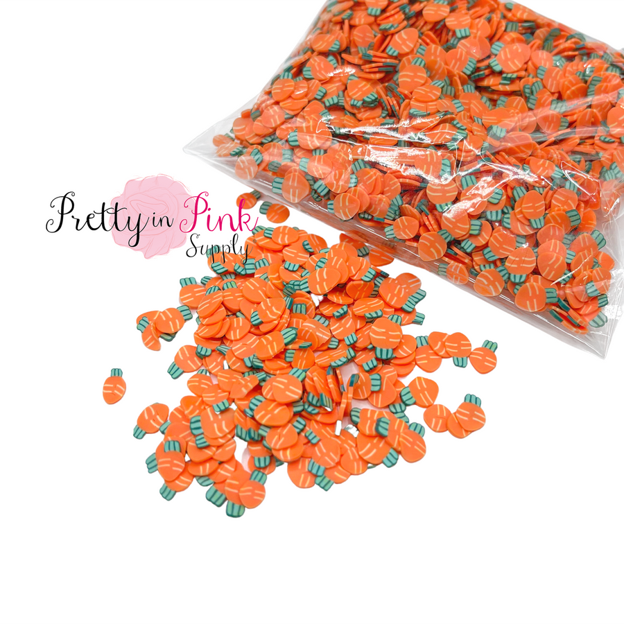 Carrot Confetti Loose CLAY Slices - You can use it to add sparkle and decoration to resin projects, filling for shaker bows, slime making, party decor, scrapbooking, card making and nail art.

 This loose clay mix is sold in a resealable 1 OZ Bag

- Material: Polymer Clay and Glitter