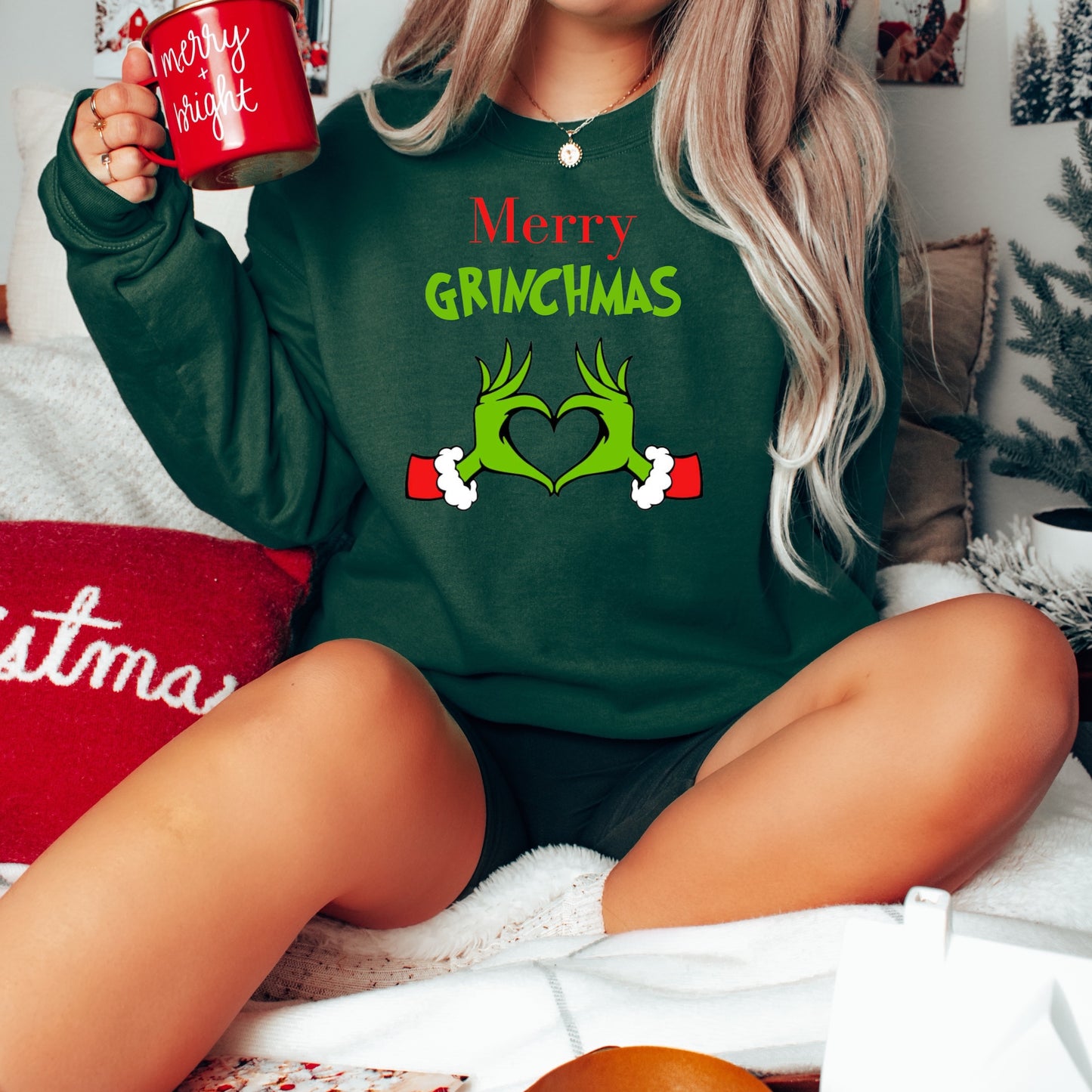 Christmas Character Iron on transfer with the phrase "Merry Grinchmas" - DTF Transfer - Sublimation Iron on Transfer - Christmas Iron on Transfers 
