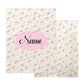 Pink Christmas Santa and Snowflakes patterned blankets with customizable text. Personalized Minky Blankets.