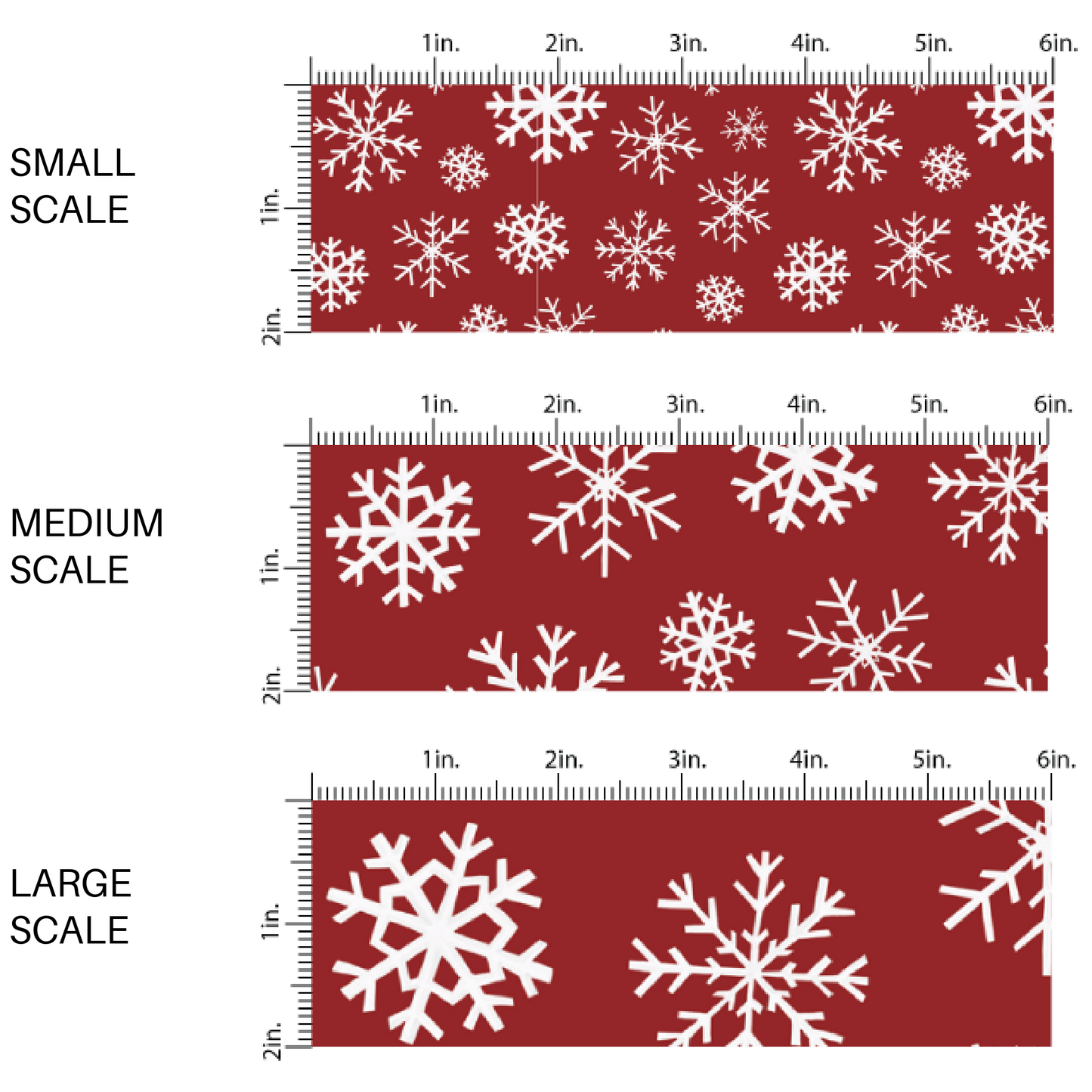 Red Fabric image guide with white snowflake flurries