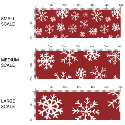Red Fabric image guide with white snowflake flurries