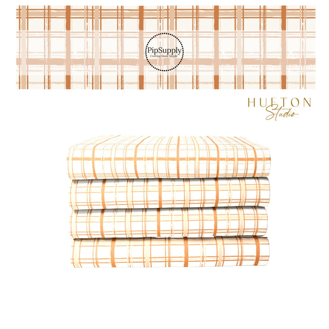 Cream Tan Plaid Fabric Stack