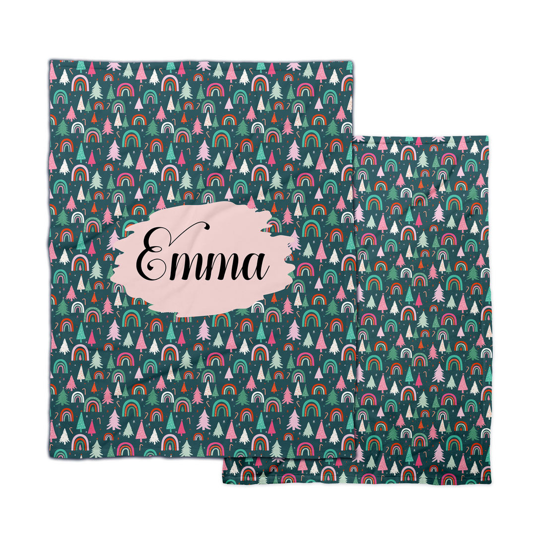 Customizable text blanket with christmas pattern designed by The Peachy Dot.