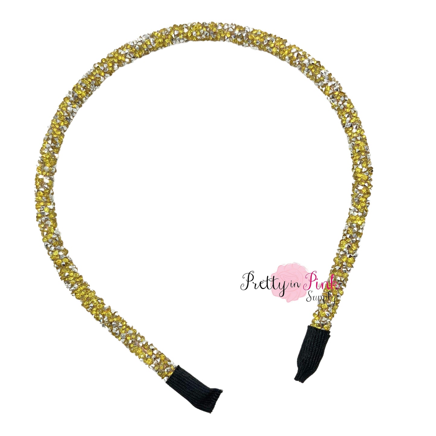 Bright Gold/Silver Gem | Chunky Iridescent Lined Headbands - Pretty in Pink Supply