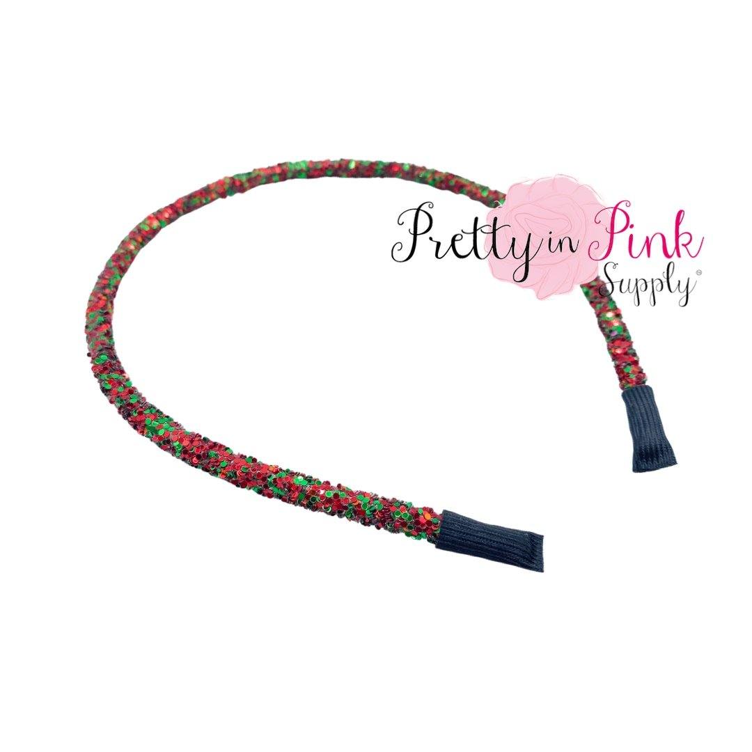 Christmas Mix | Chunky Iridescent Glitter Lined Headbands - Pretty in Pink Supply